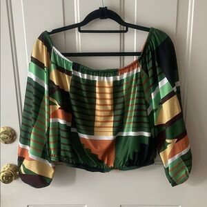 Ashley Stewart Multicolor Off-Shoulder Women's Top Size 3X.